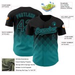 3D Jersey Farbverlauf Quadrat Schwarz Baseball Teal Muster Formen Authentisches Design Custom