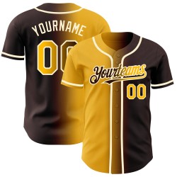 Gradient Fashion Custom Authentic Braun Gold-Creme Jersey Baseball