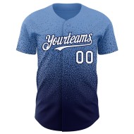 Baseball Custom Blue Fade Authentic Weiß-Navy Powder Fashion Jersey