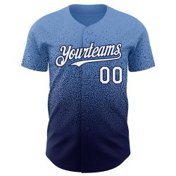 Baseball Custom Blue Fade Authentic Weiß-Navy Powder Fashion Jersey
