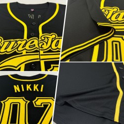 Benutzerdefiniertes authentisches Baseballtrikot in Schwarz und Gold