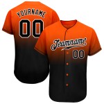 Benutzerdefinierte Orange Schwarz-Weiß Authentic Fade Fashion Baseball Jersey