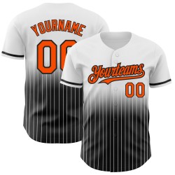 Fade Authentic Fashion Baseball Weiß Nadelstreifen Jersey Orange-Schwarz Custom