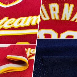 Weiß-Rotes Jersey Navy Throwback Authentic Baseball Custom