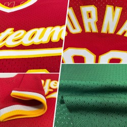 Weiß-Rotes Baseball Throwback Authentic Green Custom Jersey