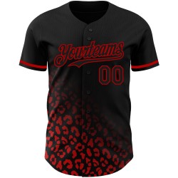 Design Schwarz Verblassen Benutzerdefinierte Leopard 3D Muster Authentische Jersey Druck Baseball Mode Rot