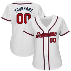 Individuelles weiß-rot-marineblaues Baseballtrikot
