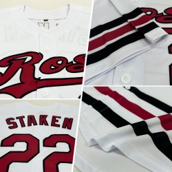 Crimson-Schwarz Baseball Jersey Weiß Authentic Line Custom