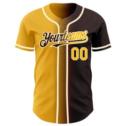 Gradient Fashion Custom Authentic Braun Gold-Creme Jersey Baseball