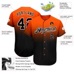 Benutzerdefinierte Orange Schwarz-Weiß Authentic Fade Fashion Baseball Jersey