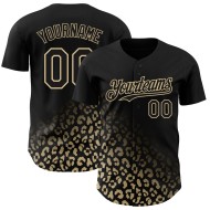3D Gold Leopard Vegas Authentic Baseball Design Print Mode Benutzerdefinierte Muster Schwarz Verblassen Jersey