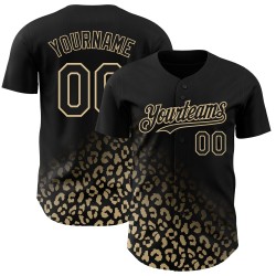 3D Gold Leopard Vegas Authentic Baseball Design Print Mode Benutzerdefinierte Muster Schwarz Verblassen Jersey