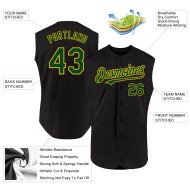 Authentisches Baseball-Trikot in Schwarz, Grün und Gelb, ärmellos, individuell