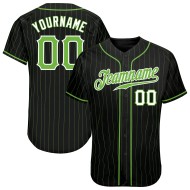 Benutzerdefinierte schwarz neongrün Nadelstreifen neongrün-weiß authentische Baseball Jersey