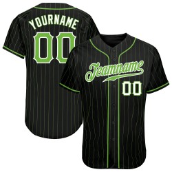 Benutzerdefinierte schwarz neongrün Nadelstreifen neongrün-weiß authentische Baseball Jersey
