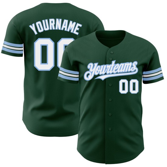 Jersey Weiß-Hell Benutzerdefinierte Grün Baseball Blau Authentisch