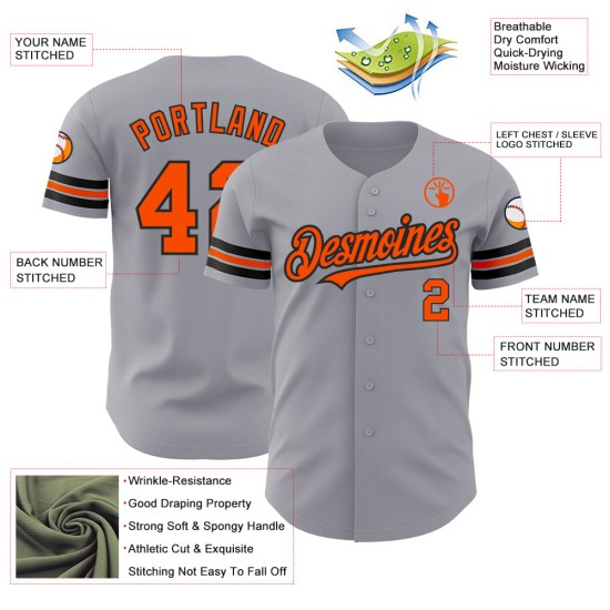 Orange-Schwarzes Baseball-Trikot in Grau