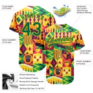 3D Muster Kwanzaa Baseball Afrikanische Kelly Jersey Grün Custom Design Glücklich Gelb Authentische