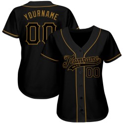 Benutzerdefiniertes authentisches Baseball-Trikot in Schwarz-Altgold