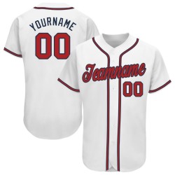 Individuelles weiß-rot-marineblaues Baseballtrikot