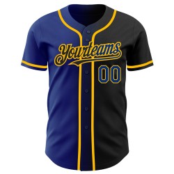 Jersey Custom Schwarz Mode Royal-Gold Gradienten Baseball Authentic