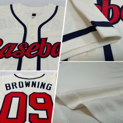 Benutzerdefiniertes authentisches Baseball-Trikot in Creme-Rot-Marineblau