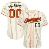 Benutzerdefinierte Creme Schwarz Nadelstreifen Orange-Schwarz Authentic Baseball Jersey
