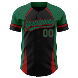 Curve Pattern Custom Solid Authentic 3D Grün-Rot Design Schwarz Kelly Jersey Baseball