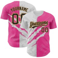 Baseball Gold Schwarz 3D Jersey Graffiti Muster Custom Scratch Authentic Pink-Old