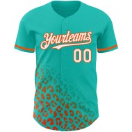 Baseball Aqua Custom Print 3D-Design Muster Mode Weiß-Orange Leopard Jersey Authentic Fade