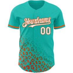 Baseball Aqua Custom Print 3D-Design Muster Mode Weiß-Orange Leopard Jersey Authentic Fade