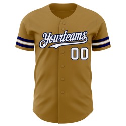 Weiß-Marineblau Authentic Baseball Custom Old Jersey Gold