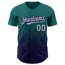 Quadratisches Muster Authentisches Design Teal Shapes Custom Gradient Baseball Grau-Marineblau Jersey 3D