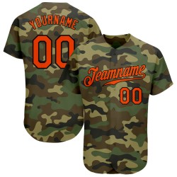 Benutzerdefiniertes Camo Orange-Schwarz Authentic Salute To Service Baseball-Trikot