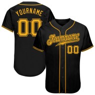 Benutzerdefiniertes authentisches Baseballtrikot in Schwarz und Gold