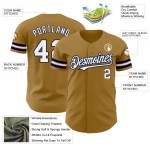Weiß-Marineblau Authentic Baseball Custom Old Jersey Gold