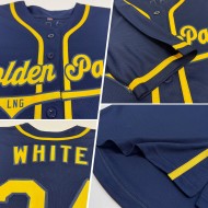 Benutzerdefiniertes authentisches Baseball-Trikot in Marineblau und Gold Benutzerdefiniertes authentisches Baseball-Trikot in Marineblau und Gold