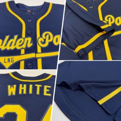 Benutzerdefiniertes authentisches Baseball-Trikot in Marineblau und Gold