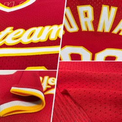 Throwback Baseball Authentic Red Jersey Custom Weiß-Gold