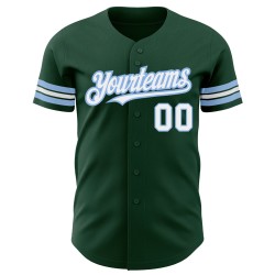 Jersey Weiß-Hell Benutzerdefinierte Grün Baseball Blau Authentisch