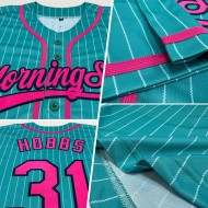 Benutzerdefinierte Aqua Weiß Nadelstreifen Pink-Navy Authentic Baseball Jersey