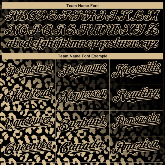 3D Gold Leopard Vegas Authentic Baseball Design Print Mode Benutzerdefinierte Muster Schwarz Verblassen Jersey
