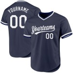 Weißes, marineblaues authentisches Baseball-Trikot im Retro-Look