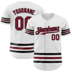 Crimson-Schwarz Baseball Jersey Weiß Authentic Line Custom