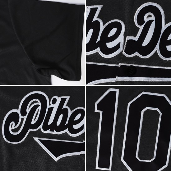 Benutzerdefiniertes schwarzes und graues authentisches Baseball-Trikot