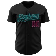 Authentisches benutzerdefiniertes Pink-Teal Baseball Black Jersey Hot