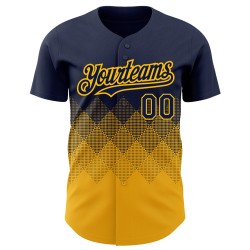 Baseball Jersey Formen Gradienten 3D Gold Navy Quadrat Authentische Muster Design Custom