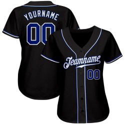 Benutzerdefiniertes authentisches Baseball-Trikot in Schwarz-Royal-Weiß