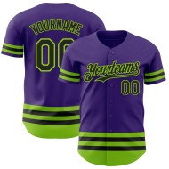Authentic Custom Jersey Line Grün Baseball Lila Schwarz-Neon