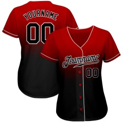 Benutzerdefinierte rot schwarz-weiß authentische verblasst Mode Baseball Jersey